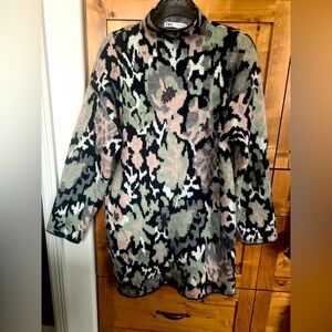 Zara Floral print, midi sweater dress, size small, funnel neck, oversized fit